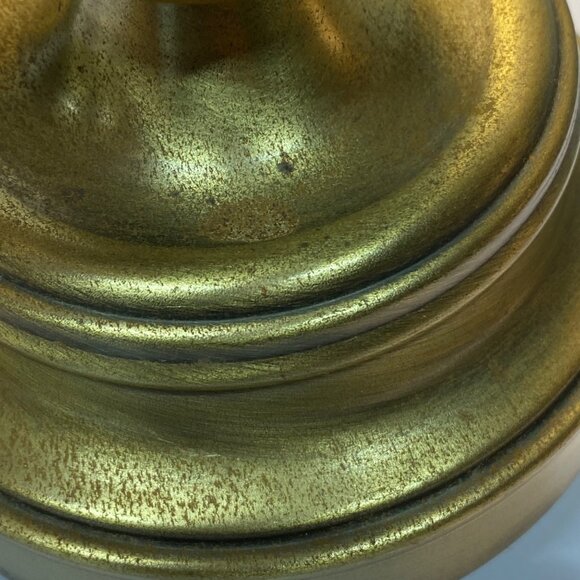 Vintage Wood Brass Set of 2 Candle Holders Homco Gold Tone 9.5"x4" MCM Retro - Picture 8 of 16
